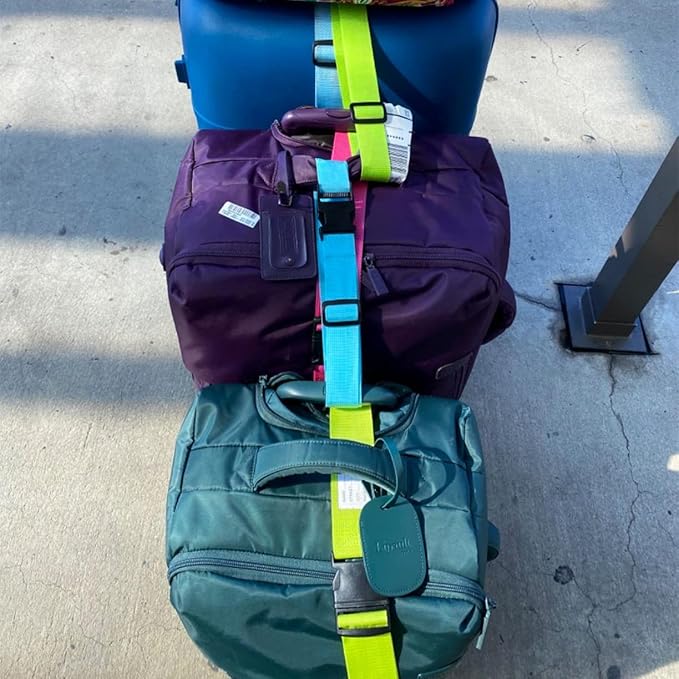 2Pack Luggage Straps Add Bag to Connect Two Suitcases, Adjustable Luggage Belt Connector for Carry On, Travel Attachment Accessories for Connect Your 3 Luggages, Multicolor
