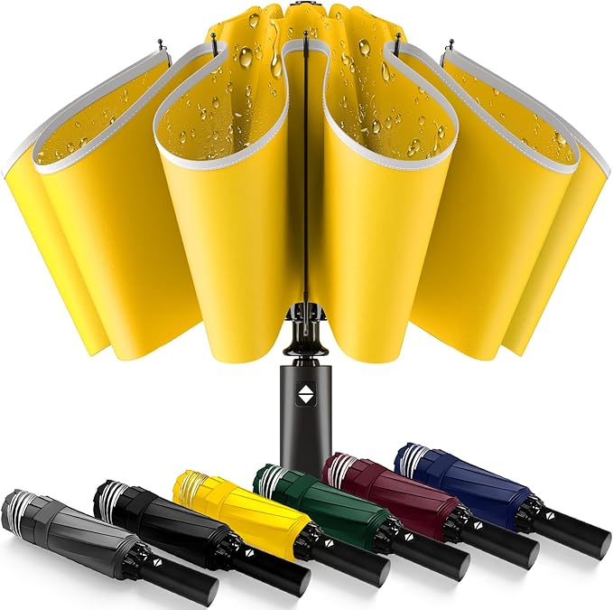ExploreBliss Travel Umbrella Superior, Beautiful & Compact, Large Strong but Light Portable and Automatic Folding Rain Umbrella, Premium Grip, Fits Car & Backpack
