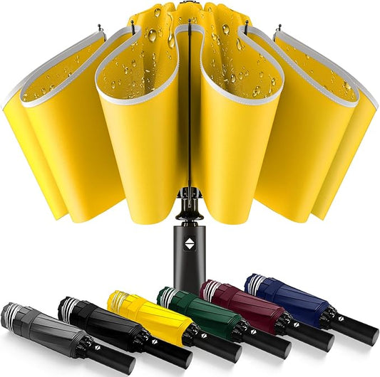 ExploreBliss Travel Umbrella Superior, Beautiful & Compact, Large Strong but Light Portable and Automatic Folding Rain Umbrella, Premium Grip, Fits Car & Backpack