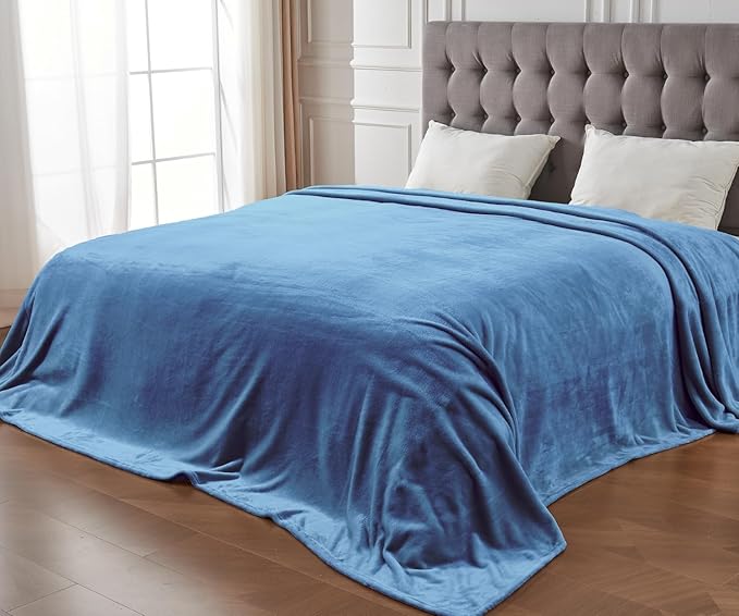 Big Oversized Soft Blanket, Giant Fleece Companion 120x120, California King Warm Blanket for Whole Family, Bed, Sofa, Couch, Travel, Camping 120x120 Sky Blue