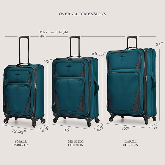U.S. Traveler Aviron Bay Expandable Softside Luggage with Spinner Wheels, Black, Large 31-Inch