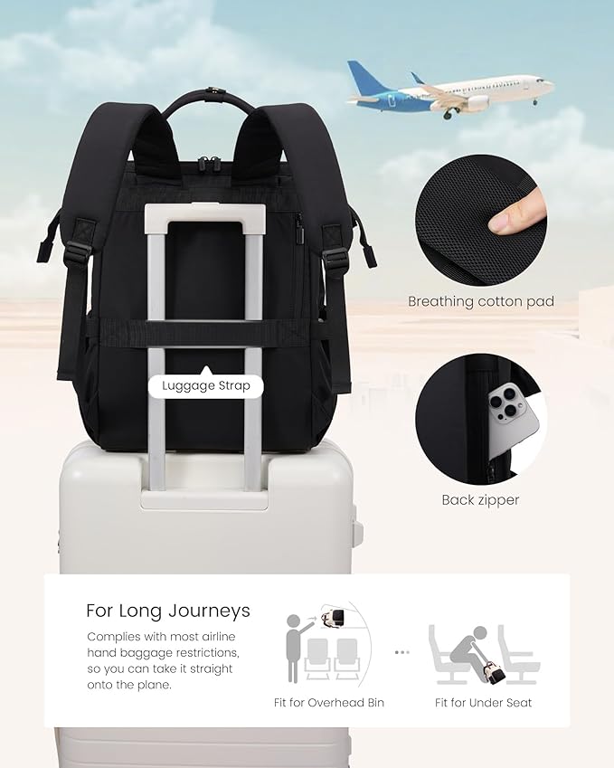 LOVEVOOK Laptop Backpack for Women, 15.6 inch Work Travel Backpack Purse, Puffer Quilted Laptop Backpack Casual Daypack for Nurse Teacher，Black