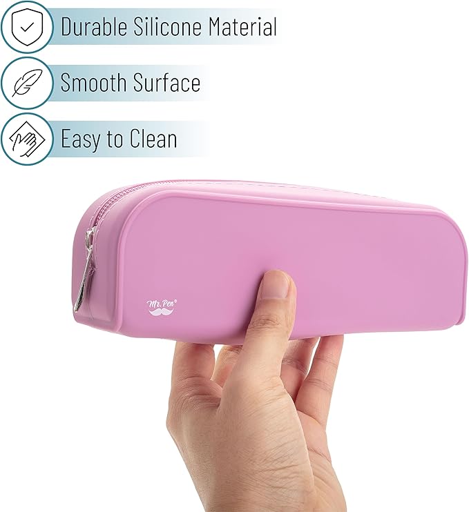 Mr. Pen- Silicone Pencil Case, Dusty Pink Pouch, Small Aesthetic Bag for Women, Makeup Pouch
