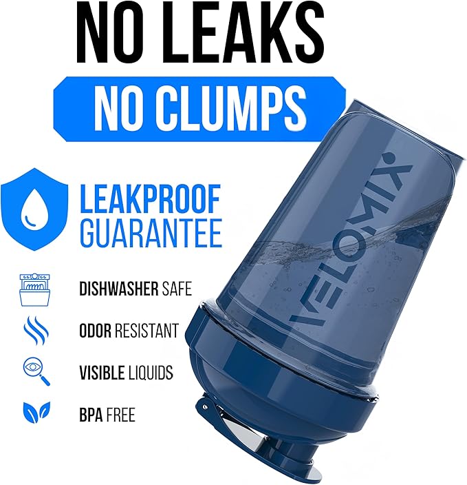 VELOMIX -2 Pack- 20 oz Protein Shaker Bottles for Protein Mixes - 2x Wire Whisk | Leak Proof Shaker Cups for Protein Shakes and Pre Workout | Protein Shaker Bottle Pack (Green/Blue)