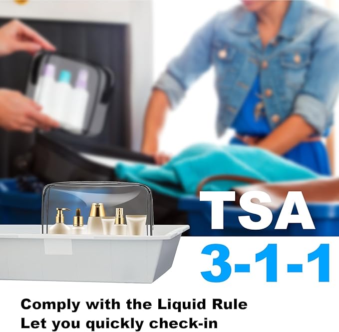Clear Travel Bags for Toiletries, PVC Waterproof Toiletry Bags, TSA Approved, 2 Pack Unisex Adult Cosmetic Bag