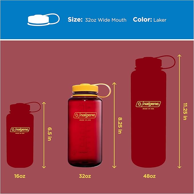 Nalgene 32 oz Wide Mouth Water Bottle | BPA-Free, Durable & Leak Proof, Lightweight Bottle for Hiking & Gym, Work & Travel