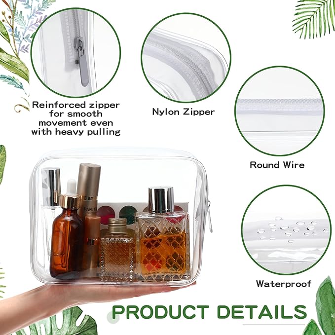 Weewooday 12 Pieces Clear Makeup Bags Cosmetic Storage Bags PVC Zipper Pouches Travel Waterproof Makeup Plastic Case for Women Organizing Toiletries Traveling Bathroom
