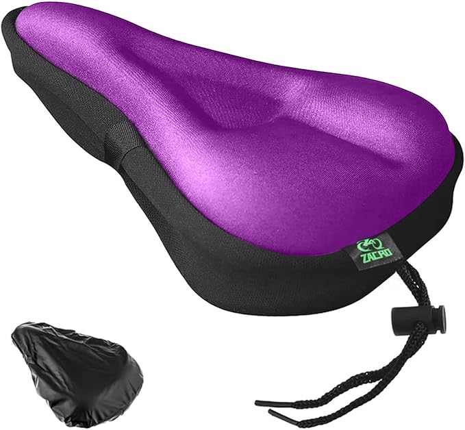 Zacro Bike Seat Cushion - Gel Padded Bike Seat Cover for Men Women Comfort, Extra Soft Exercise Bicycle Seat Compatible with Peloton, Outdoor & Indoor Bike Saddles