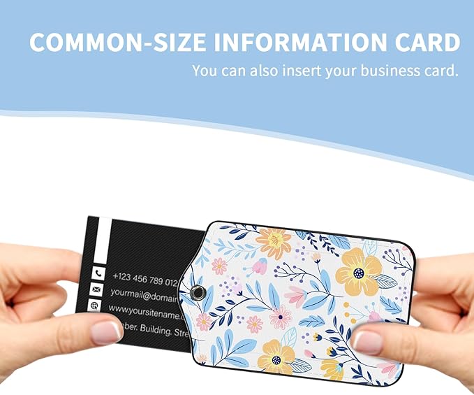 2 Pcs Luggage Tag for Suitcases, Floral Flowers Cute PU Leather Suitcase Tag Privacy Cover ID Label with Metal Loop, Personalized Baggage Identifier for Women Cruise Bag Travel Essentials