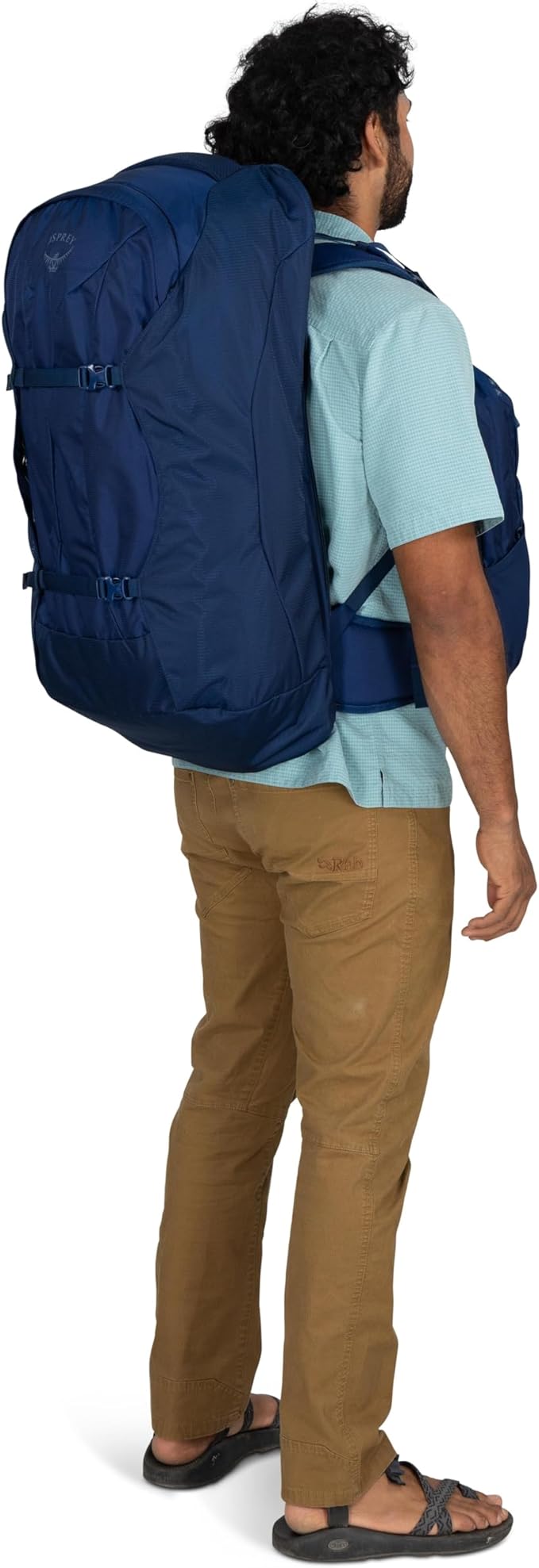 Osprey Farpoint 70L Men's Travel Backpack - Large Adjustable Travel Bag with Detachable Daypack, Cascade Blue/Torrent Blue