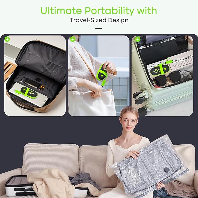 Vacuum Bags for Travel with USB Pump, 18 Pack Compression Travel Vacuum Bags for Luggage and Suitcase, Carry-on Size Space Saver Bags for Clothes and Clothing
