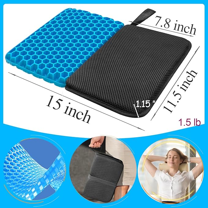 masteymoh Small Foldable Seat Cushion 1 Inch Thick, Portable Gel Seat Cushion for Pressure Relief, Light Portable Sitting Pillow for Travel, Foldable for Easier Storage