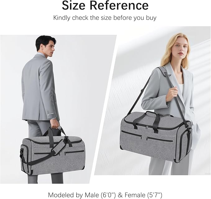 Carry on Garment Bag for Travel, Bukere Convertible Travel Duffel Suit with Shoe Compartment, Detachable Shoulder Strap, 2 in 1 Weekender Men Women