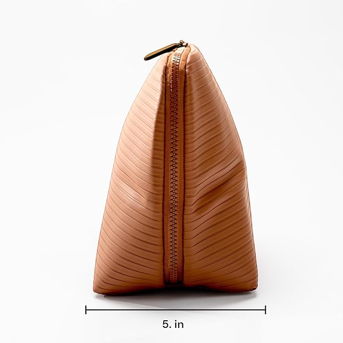 THE VERTI-Vertical Waterproof Makeup & Toiletry Bag | 23-Pocket Organizer with Upright, Fold-Down Design for Skincare, Toiletries & Essentials (Mahogany)