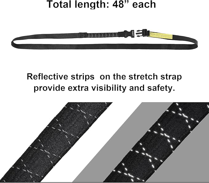 Ayaport Utility Straps with Buckle Quick-Release Adjustable Nylon Straps Black 4 Pack (Stretch-0.75"x48")