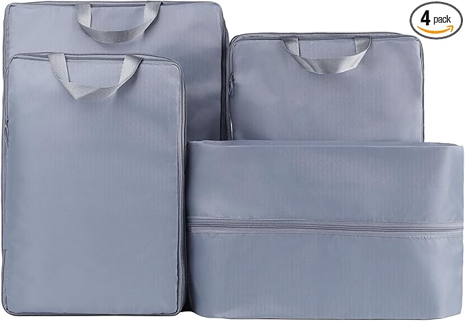 Packing Cubes for Travel, Space-Saving & lightweight,Compression Packing Cubes Set 4 Grey,Water-Resistant Bags Light Packing Easy Travel-For Short and Long Trips. Luggage Organizer for Business