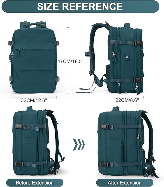 coofay Extra Large Backpack For Traveling On Airplane Carry On Backpack Flight Approved Personal Item Travel Backpack For Women Men Airline Approved Gym Bag With Shoe Compartment Weekender Hiking Bag