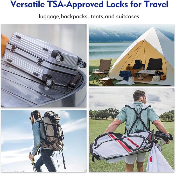 SURE LOCK TSA Approved Combination Luggage Locks with Open Alert Indicator – Durable Zinc Alloy Cable Travel Locks with Large Easy-Read Dials for Suitcases, Backpacks & Gym Bags（ Four Colour）
