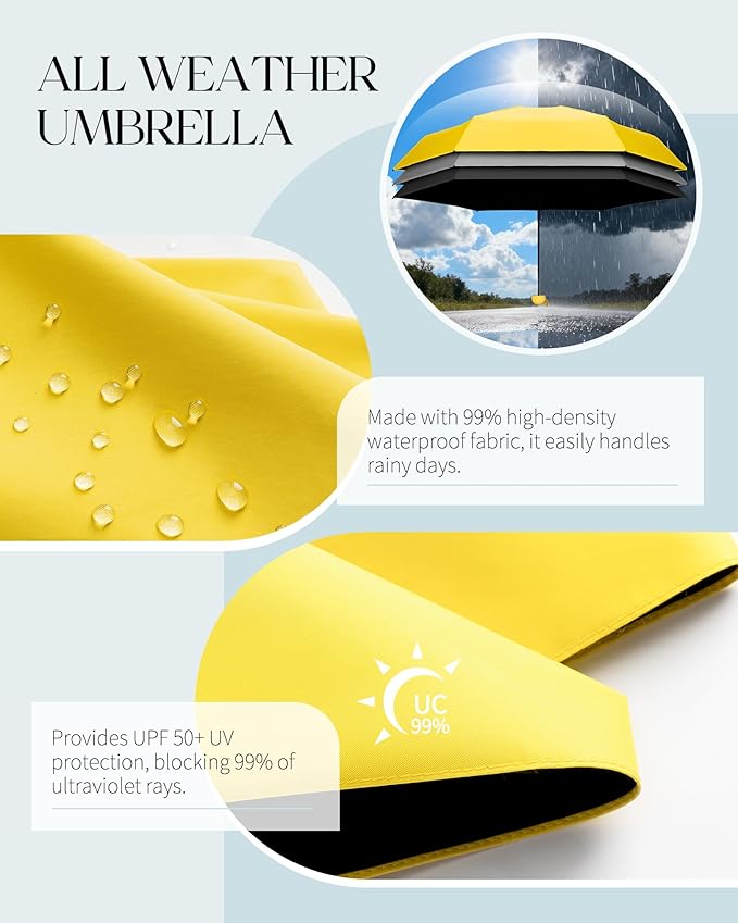 Seniny Mini Portable Travel Umbrella with Case - Compact Umbrellas for Rain & Sun UV Protection for Backpack Pocket, Lightweight Folding Small Umbrella, Tiny Purse Size UV Blocker for Kids Women Girls