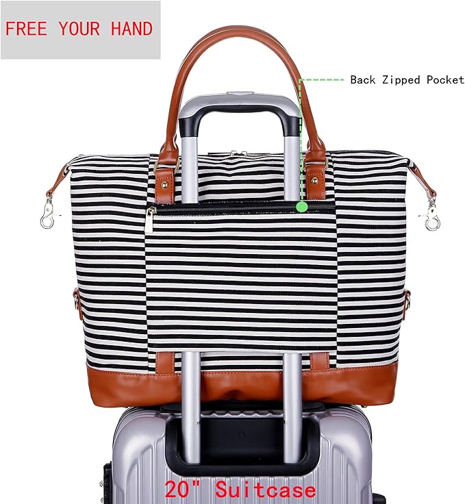 BAOSHA HB-28 Ladies Women Canvas Travel Weekender Bag Overnight Carry-on Duffel Tote Bag