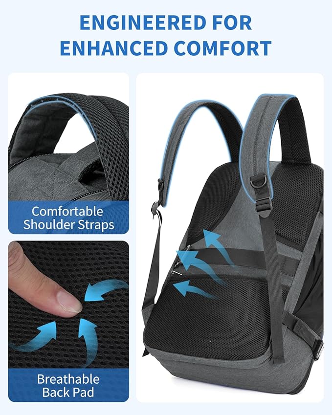 WANDF Travel Backpack For Spirit Airlines Personal Item Bag 18x14x8 with Wet Pocket, 17 Inch Laptop Backpack for Men Women（Grey）