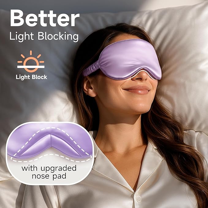Umisleep Sleep Mask in Certified Mulberry Silk, 22 Momme 6A Soft Eye Masks for Sleep, Adjustable Sleep Masks for Women Men, Light Blocking Sleeping Mask, Silk Eye Mask for Sleeping, Blindfold, Purple