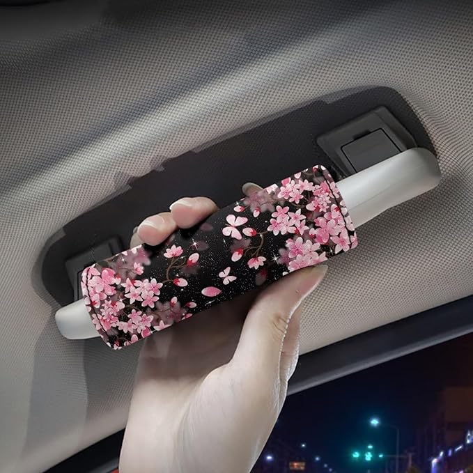 BIGCARJOB 2 Pcs Luggage Handle Cover for Suitcase with Pink Cherry Blossom Print Travel Suitcase Handle Sleeve Covers Identifier Travel Bag Wraps Luggage Accessories