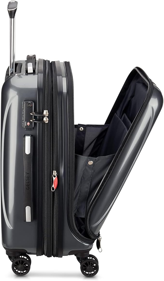 DELSEY PARIS Helium Aero Hardside Expandable Luggage with Spinner Wheels, Titanium, Carry-On 19 Inch