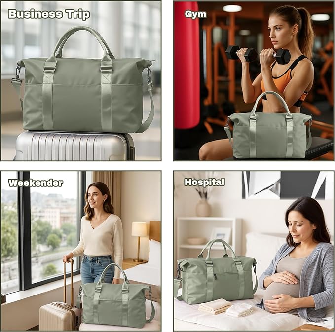Weekender Duffel Bags for Women， Travel Totes Bag for Airplane Essentials, Overnight Bags for Women with Trolley Sleeve, Large Carry On Hospital Bag for Labor and Delivery, Sport, Gym
