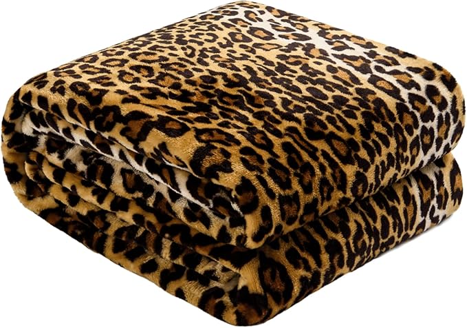 Bnuitland Leopard Print Fleece Flannel Throw Blanket, Super Soft 300 GSM Double Sided for Bed Sofa Travel, Fuzzy Fluffy Cheetah Print Blanket for Adults and Kids, 50x70inch