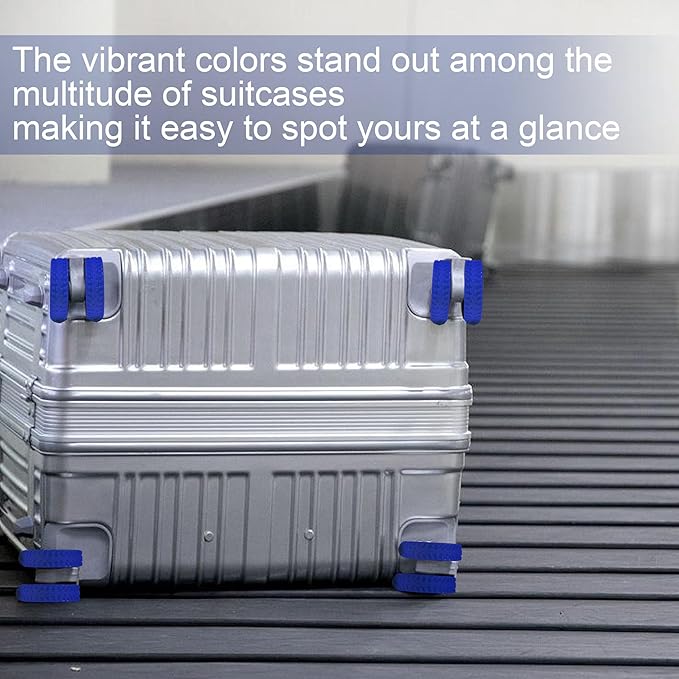 (8 Pack) Silicone Luggage Wheel Covers for 8-Spinner Wheel Suitcases, Mute & Shock Absorption Protector, Wear-Resistant & Noise-Reducing, Perfect for Travel (Dark Blue)