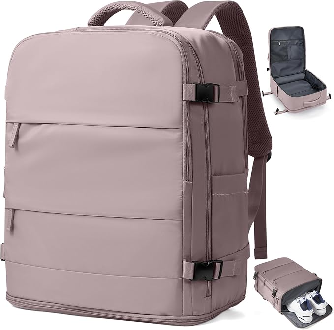 coowoz Large Travel Backpack Carry On for Women Man Waterproof Gym Backpacks with Laptop Compartment Mochila de Viaje Teacher Personal Item Backpack Rucksack Airplane Accessories Must Haves Lotus Pink
