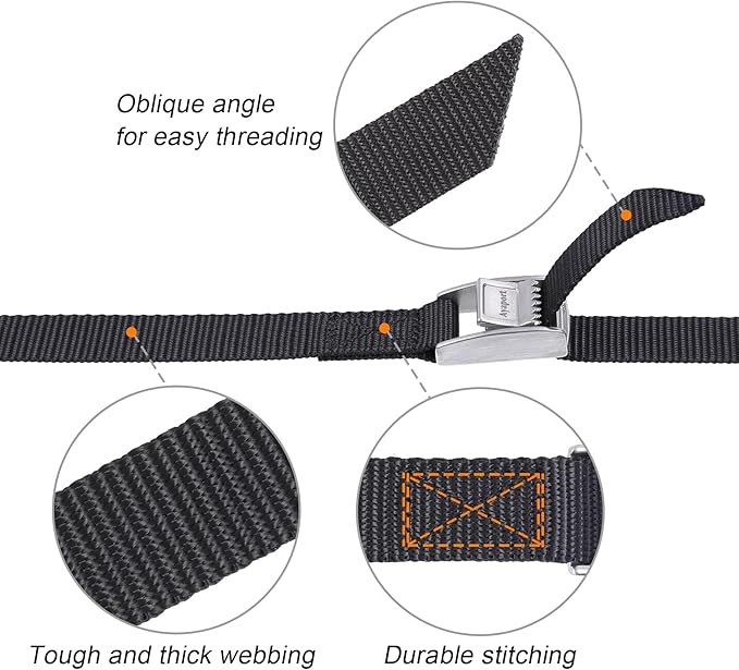 Ayaport Cam Buckle Lashing Straps with Stainless Steel Cam Buckle 1650lbs Break Strength Truck Straps 2ft Tie Down for Packing