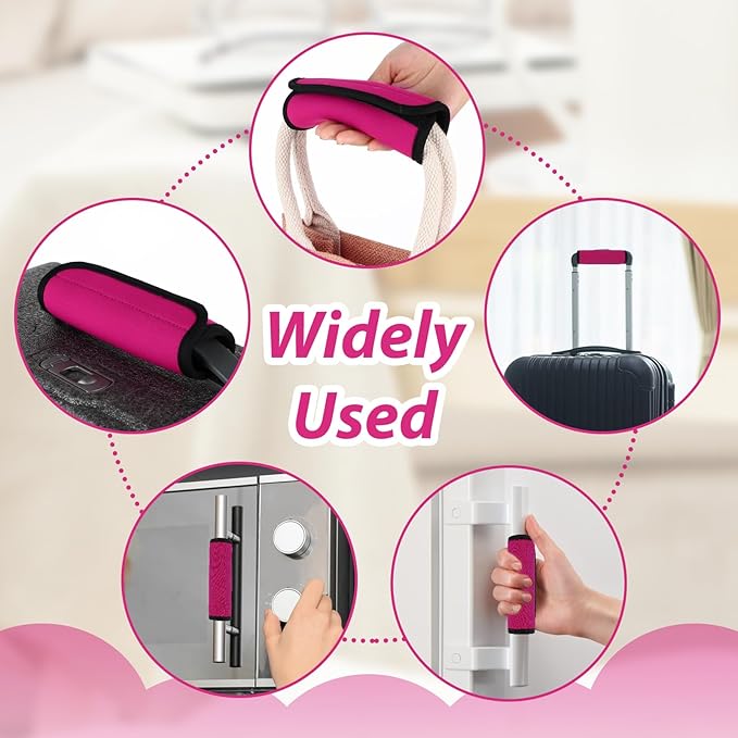 2 Pack Luggage Handle Wraps for Suitcase, Bright Color Comfort Soft Handle Covers Suitcase Luggage Handle Wrap Luggage Tag Wraps Travel Accessories (Rose Red)