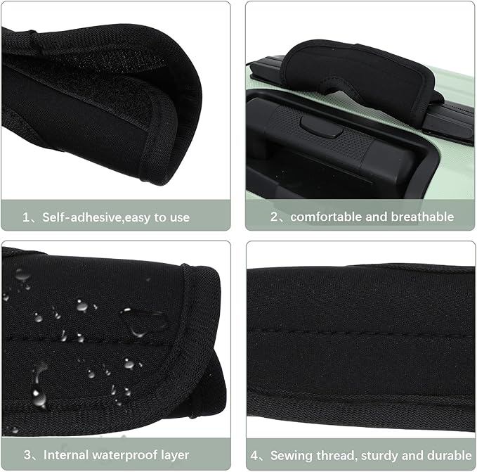 4 Pcs Suitcase Handles Wraps, Black Luggage Handle Covers, Soft Luggage Handle Wraps for Suitcase, Open-Top Bag Handles Wrap, Trolley Case(Black)