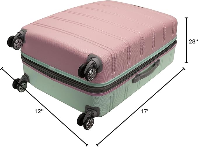 Rockland Melbourne Hardside Expandable Spinner Wheel Luggage, Bright Green, Checked-Large 28-Inch