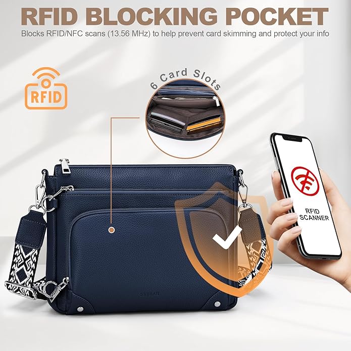 SYTRAH Anti-Theft Crossbody Purse for Women, Crossbody Shoulder Bag with Built-in Wallet & RFID Blocking for Travel Workout