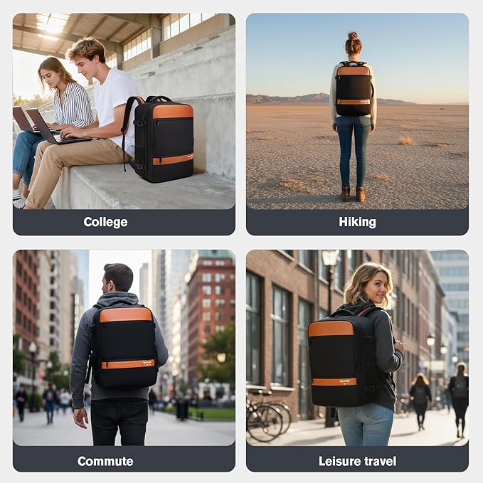 Smart Suitcase-style Laptop Backpack, 25L / 35L Practical Travel Bag for Work, Leisure & Flight, Luggage-Style Commuter Pack (Black, 35L)
