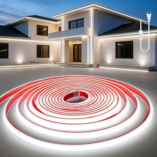 COB LED Strip Lights Waterproof 9.8Ft Self-Adhesive Outdoor 110V White 6000K LED Neon 10mm Width Rope Tape Lighting 320LED/M Cuttable Super Bright for Under Cabinets Garden Kitchen
