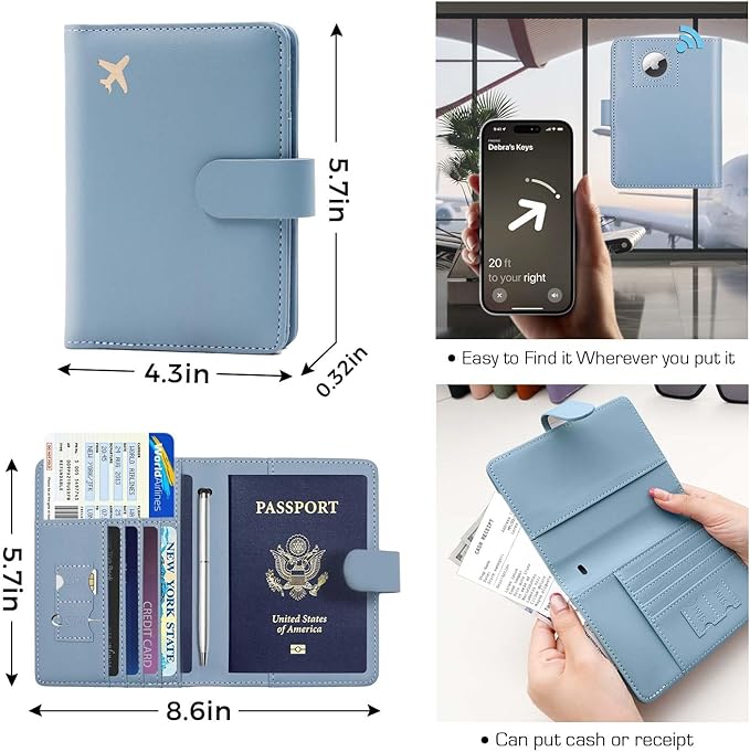 Melsbrinna Premium Leather Passport Holder Covers Case, Waterproof Rfid Blocking Travel Wallet Passport Holder with Pen Holder, Cute Passport Book for Women/Men