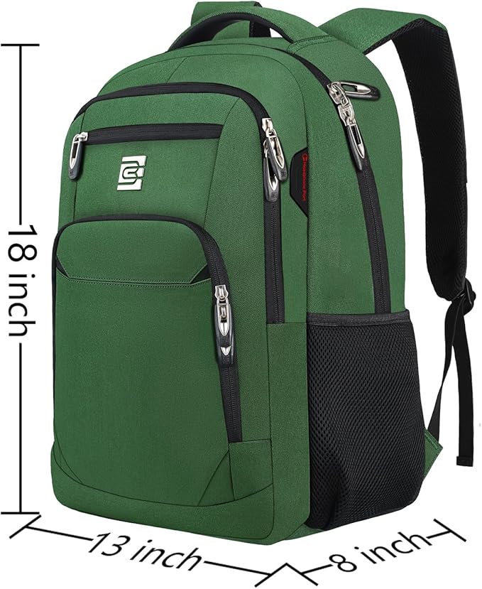 Volher Laptop Backpack,Business Travel Anti Theft Slim Durable Laptops Backpack,Water Resistant College Computer Bag for Women & Men Fits 15.6 Inch Laptop and Notebook-Green