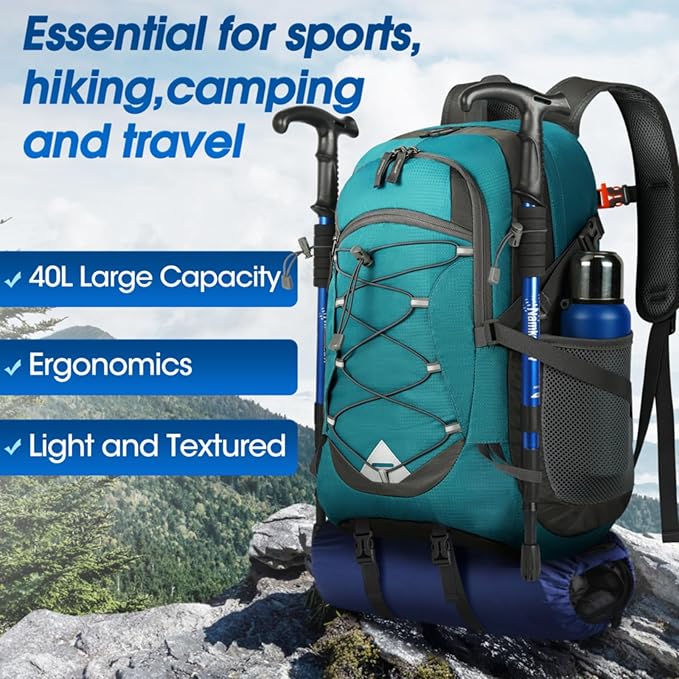 IGOLUMON Hiking Backpack 40L Packable Lightweight Camping Backpack Men Women Waterproof Hiking Daypack Outdoor Travel Daypack