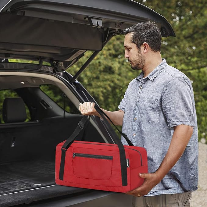 HOLYLUCK Foldable Travel Duffel Bag For Women & Men Luggage Great for Gym (Red)