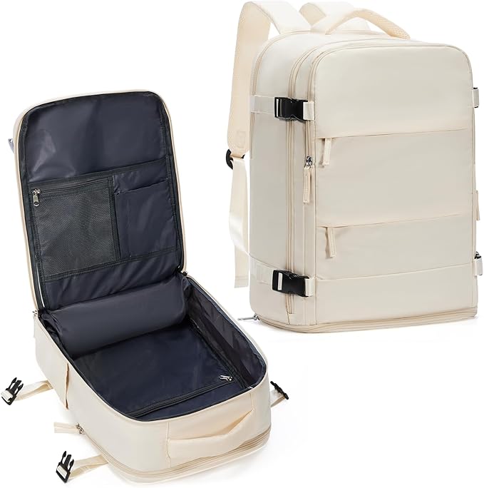 coowoz Travel Backpack For Women Men,Carry On Backpack,Hiking Backpacks Waterproof Outdoor Sports Rucksack Casual Daypack travel essentials（Off White）