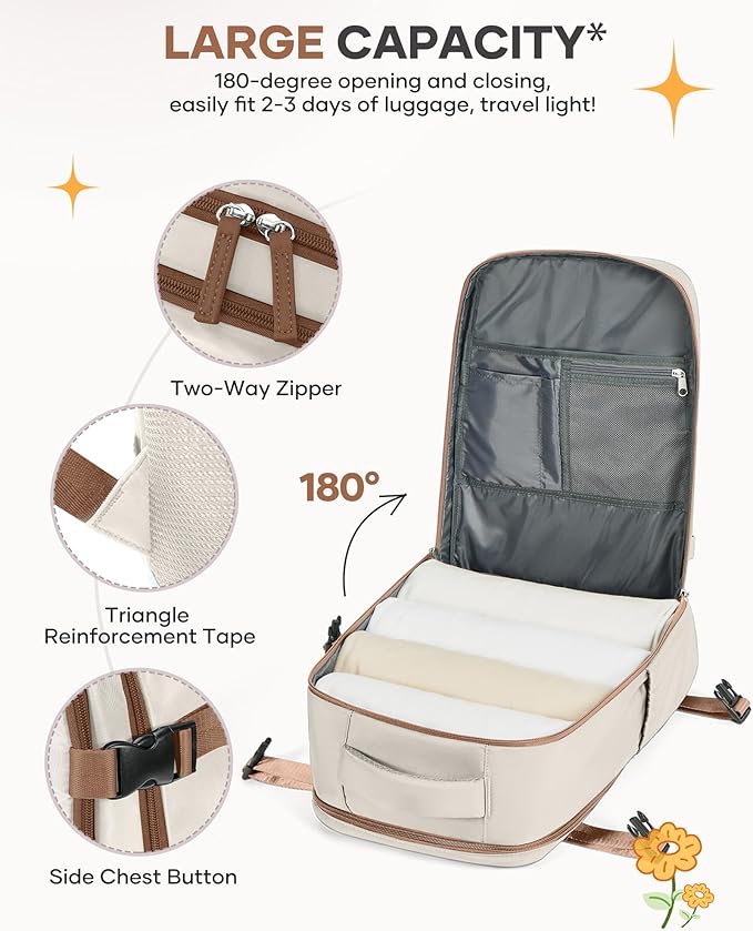 coofay Extra Large Travel Backpack Carry on Flight Approved Mochila De Viaje Personal Item Backpack for Airlines Frontier Airlines Personal Item Bag Backpack for Travel Backpacks for Men Women