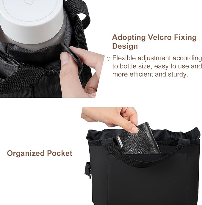 Multifunctional Luggage Travel Cup Holder for Suitcases Free Hand Drink Caddy Fits Suitcase Handles, Also, as an Automotive and Stroller Cup Holder, Travel Accessories (Black)