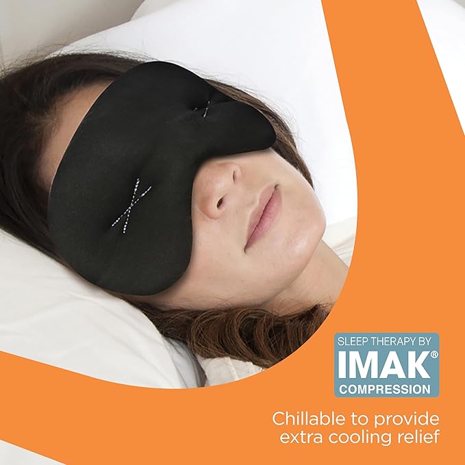 Brownmed Eye Pillow - Compression Eye Mask for Headache Support - Soothes Strain - Eases Sinus Pressure - Cooling - Universal Fit - Breathable Cotton - Washable & Reusable - Black