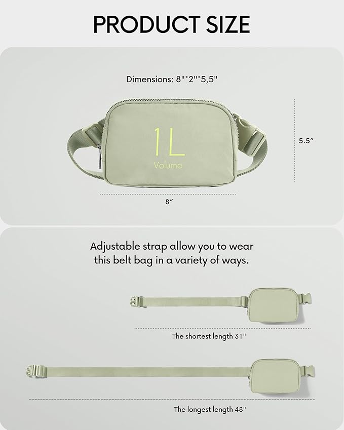 ODODOS Unisex Mini Belt Bag with Adjustable Strap Small Fanny Pack for Workout Running Traveling Hiking, Desert Sage