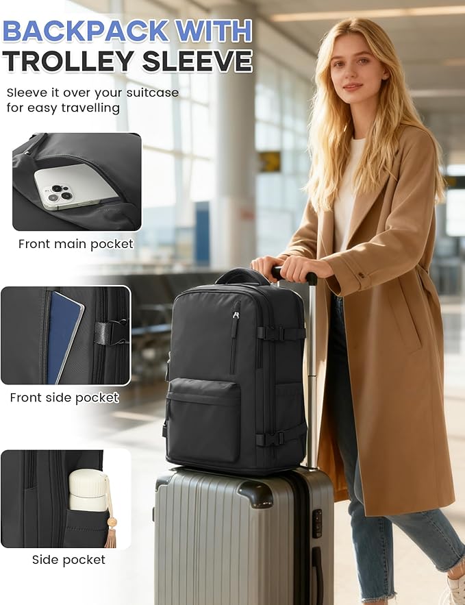 WONHOX Large Travel Backpack Carry on Flight Approved Laptop Work Business Backpack for Women Men Mochila de Viaje