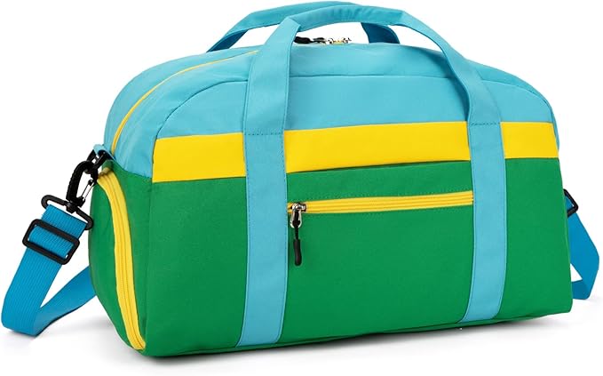 HawLander Kids Duffle Bag for Boys or Girls, Fit Sports Practice, or Overnight Travel Weekend (Green)